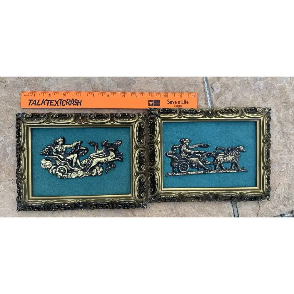 Vintage Clifford Art Studio Inc‎ New York Masterpieces velvet Roman plaque